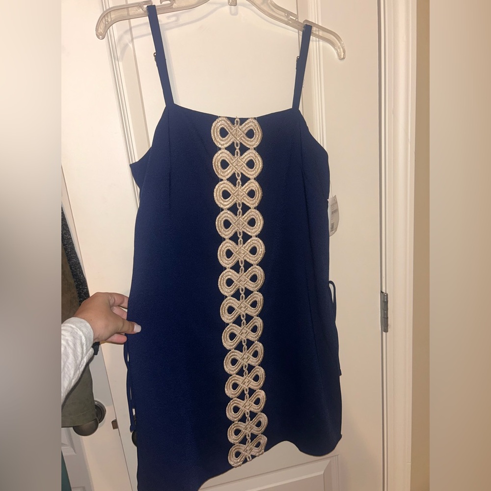 Lilly Pulitzer Navy Dress with Gold Accents